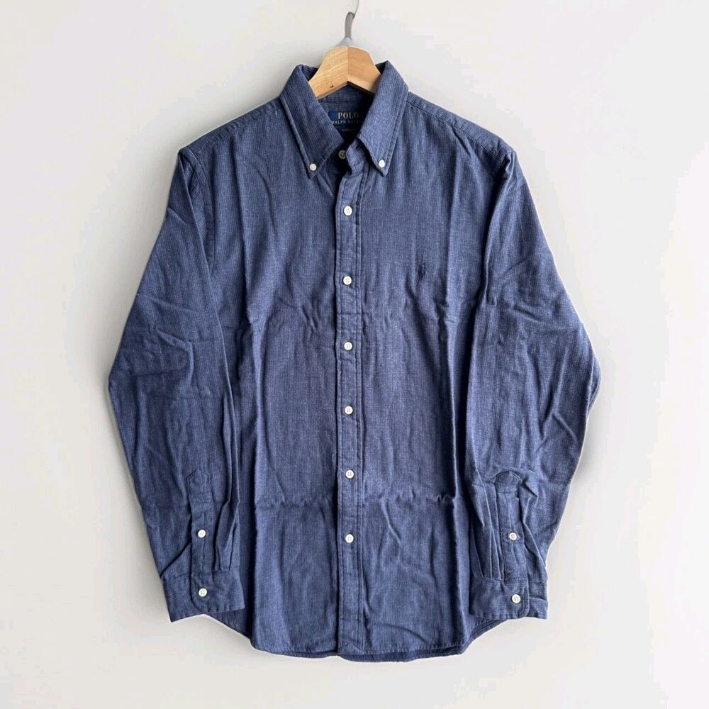 NWT Polo Ralph Lauren Button Down Shirt Men’s Med Blue Classic Fit Long Sleeve